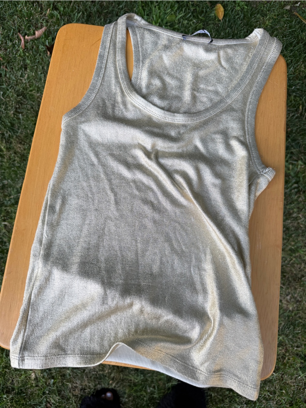 Zara Gold Metallic Ribbed Tank Top
